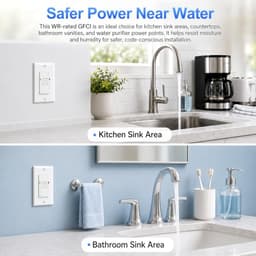 Baomain 15A 125V Self-Test GFCI Duplex Outlet with Plate WRTR White 1-Pack
