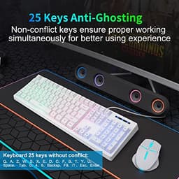 HUO JI White Gaming Keyboard USB Wired with Rainbow LED Backlit