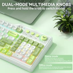 Aula F3099 Wireless Keyboard with Media Knob RGB Backlit Gaming Keyboard + SOLAKAKA SM850 - Wireless