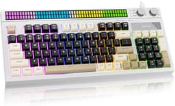 SABLUTE Quiet Gaming Keyboard, Wired 94-Key RGB Sound-Sync Light Bar, Black