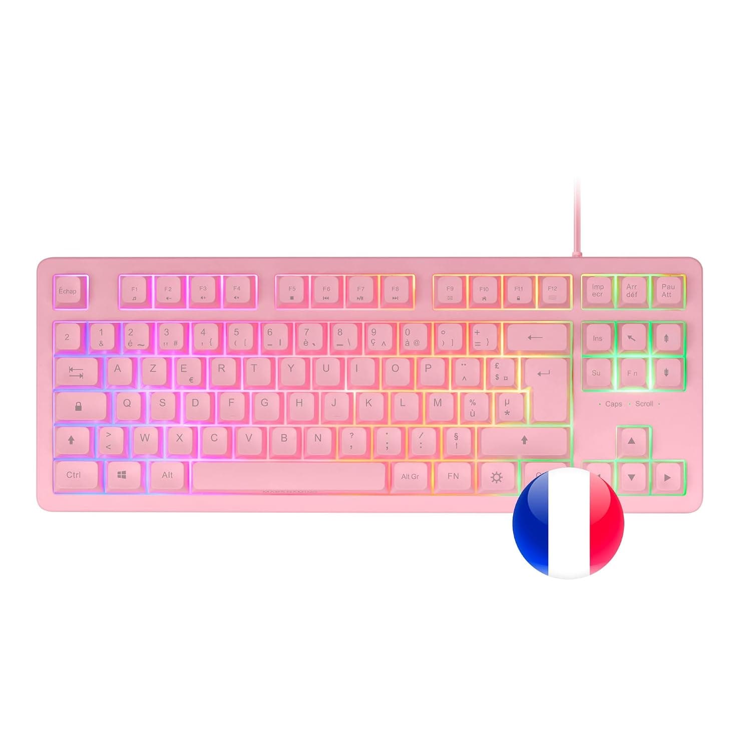Mars Gaming MK023, French Language, Gaming Keyboard TKL, Hybrid H-Mech Technology, FRGB Rainbow Ligh