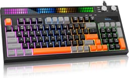 SABLUTE Quiet Gaming Keyboard, Wired 94-Key RGB Sound-Sync Light Bar, USB-A