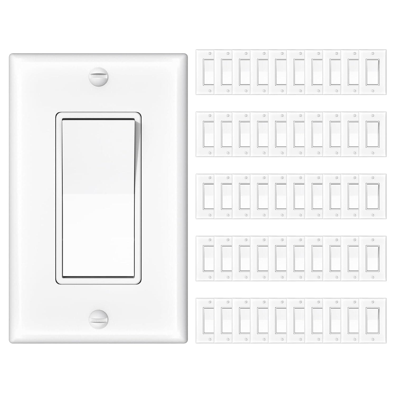 Amico Single Pole Light Switches with Wall Plates UL Listed