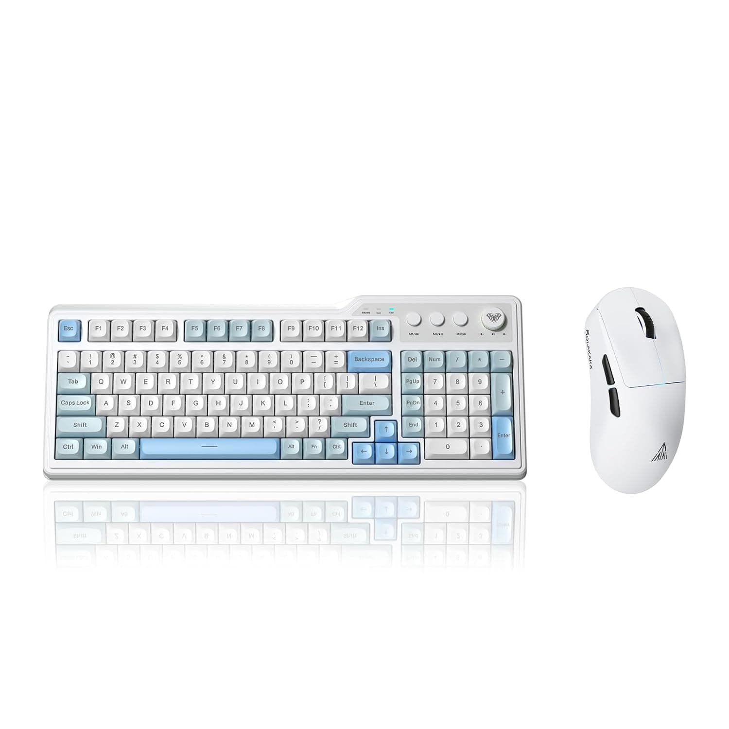 Aula F3099 Wireless Keyboard with Media Knob RGB Backlit Gaming Keyboard + SOLAKAKA SM850 - Wireless