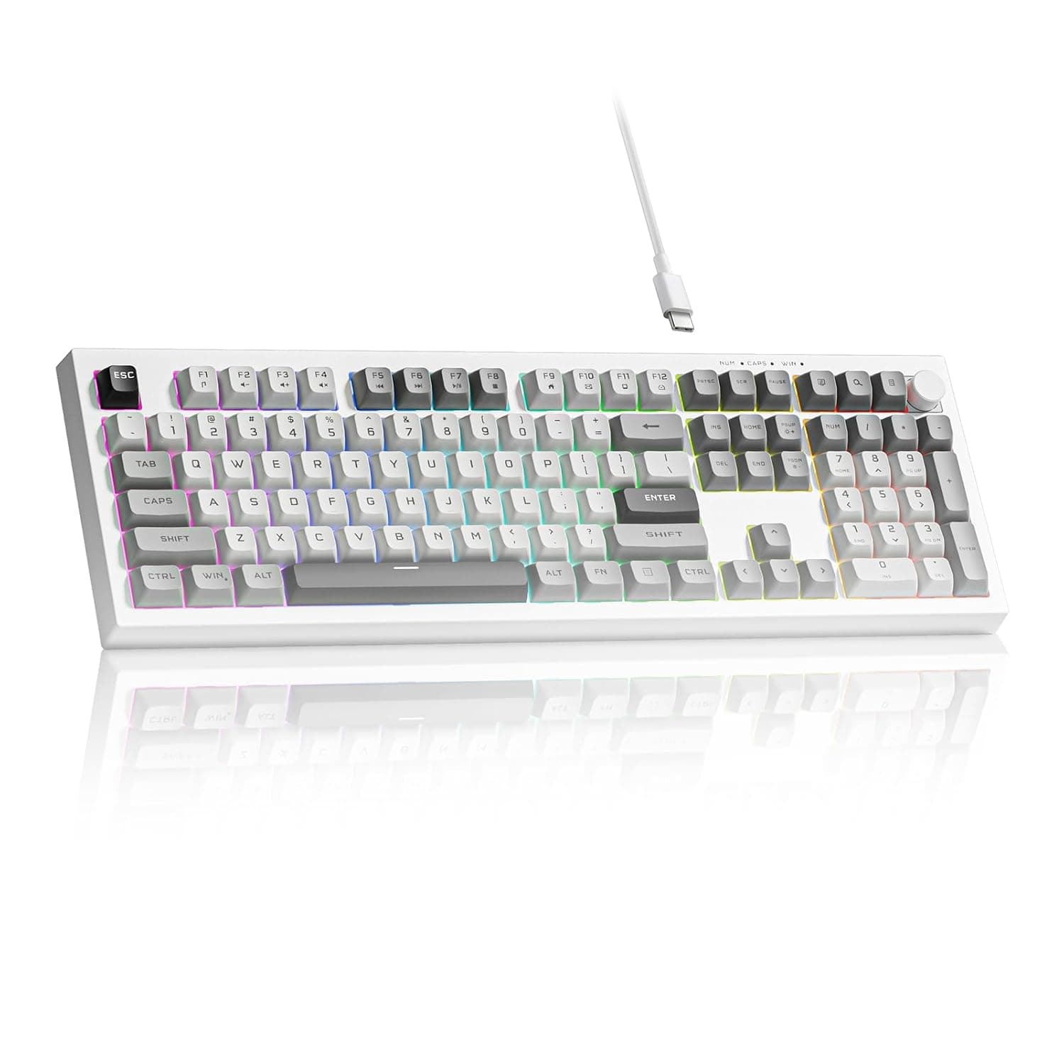 Womier K105 Membrane Gaming Keyboard,RGB Quiet Keyboard for Office, USB Wired,26 Keys Anti-ghosting 