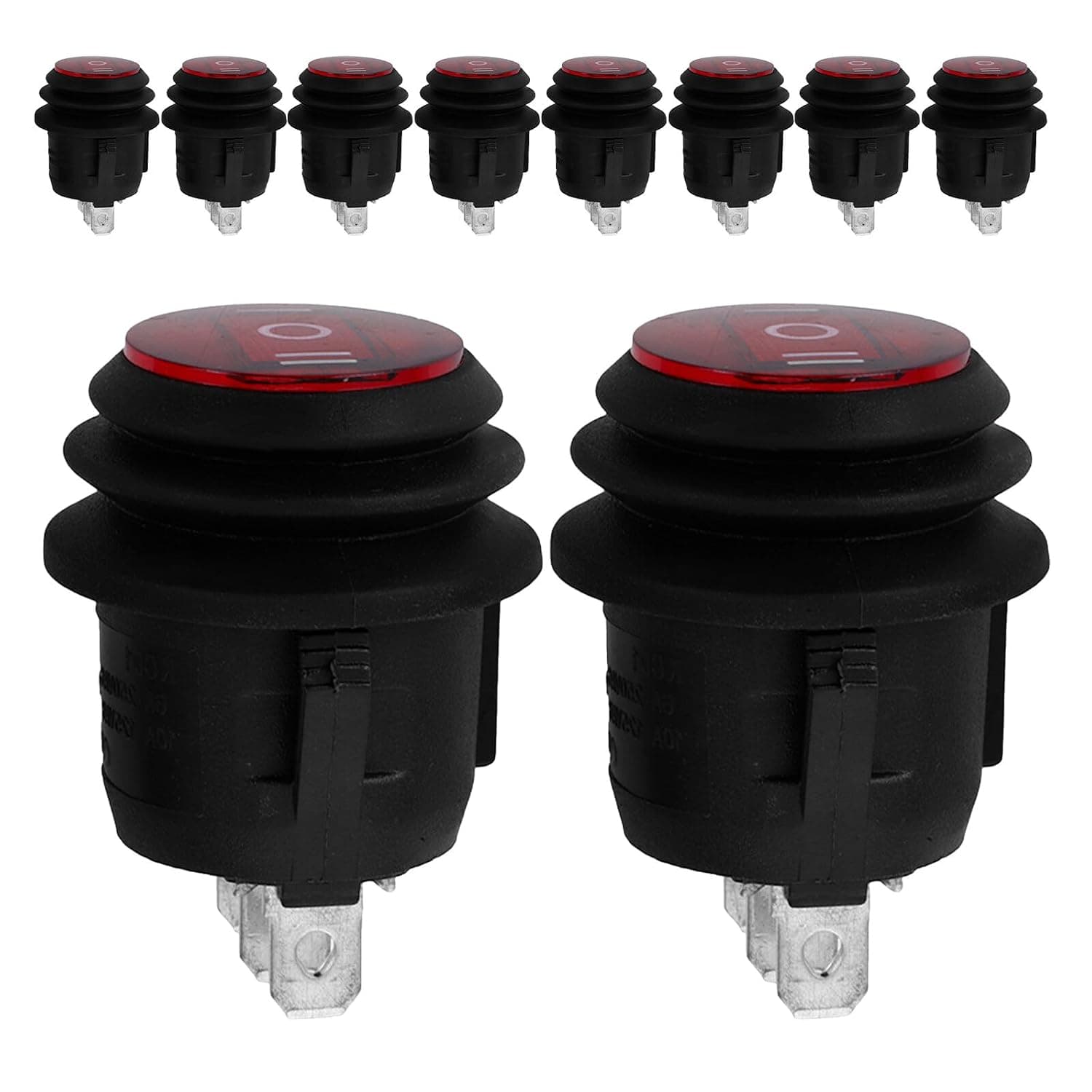 10pcs 3-pin Round Waterproof Toggle Rocker Switches for Car Truck Boat Power Control, Mini On/Off Sw