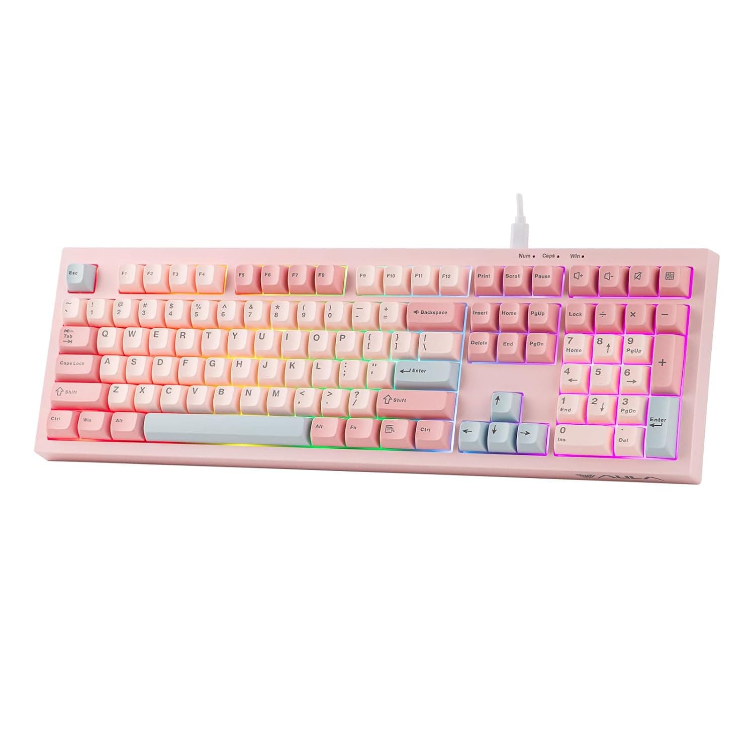 MechLands Aula S102 Membrane Gaming Keyboard w/Number Pad, 100% Full Size