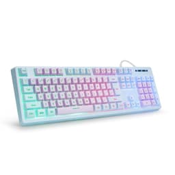 HUO JI Gaming Keyboard USB Wired with Rainbow LED Backlit, Blue Purple