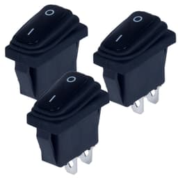 3Pcs Waterproof Latching Rocker Switch SPST ON Off 2 Pins 2 Positions Square Switch 20A 12V / 15Amp 