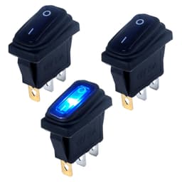 3Pcs Waterproof 12Volt 20A Rocker Switch with Blue Light SPST 3 Pins ON Off Square Switch Snap-in De