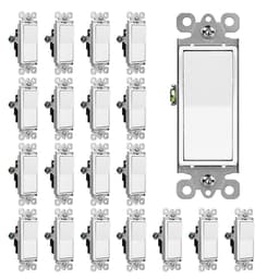 CML Single Pole Decorator Light Switch, 20 Pack Rocker Paddle Wall Switch, 15A 120/277V, On/Off Inte