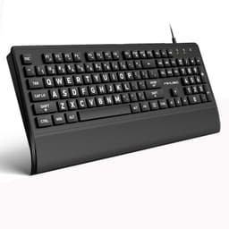 Large Print Computer Keyboard, Full Size USB Membrane Keyboard with Cover