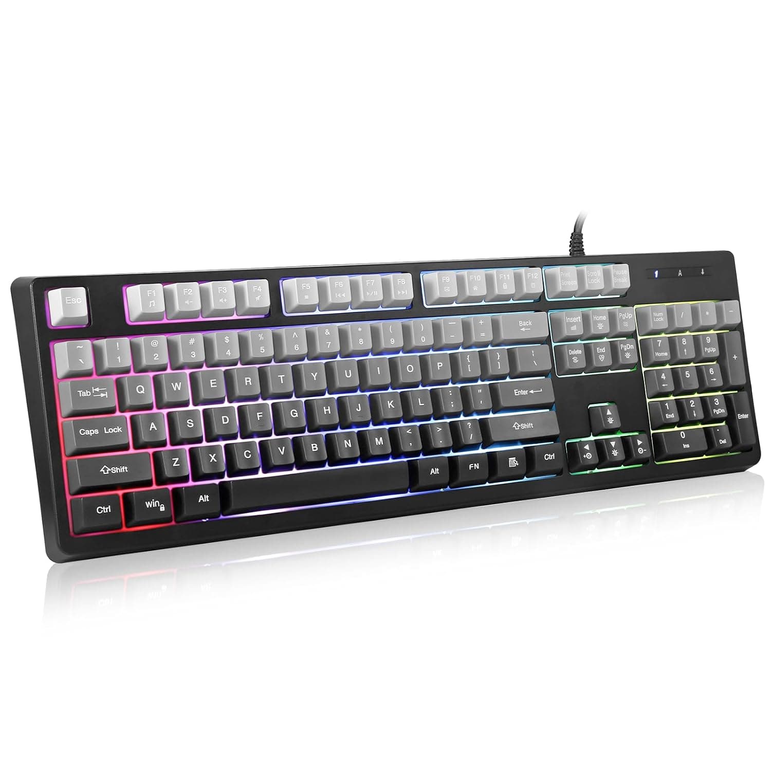 HUO JI Wired Gaming Keyboard with RGB LED Backlit, Floating Keys