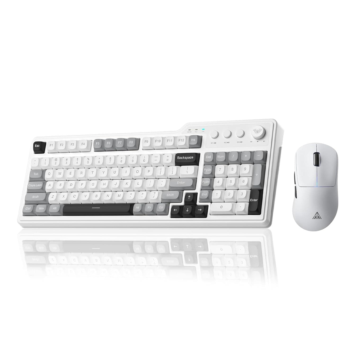 Aula F3099 Wireless Keyboard with Media Knob RGB Backlit Gaming Keyboard + SOLAKAKA SM850 - Wireless