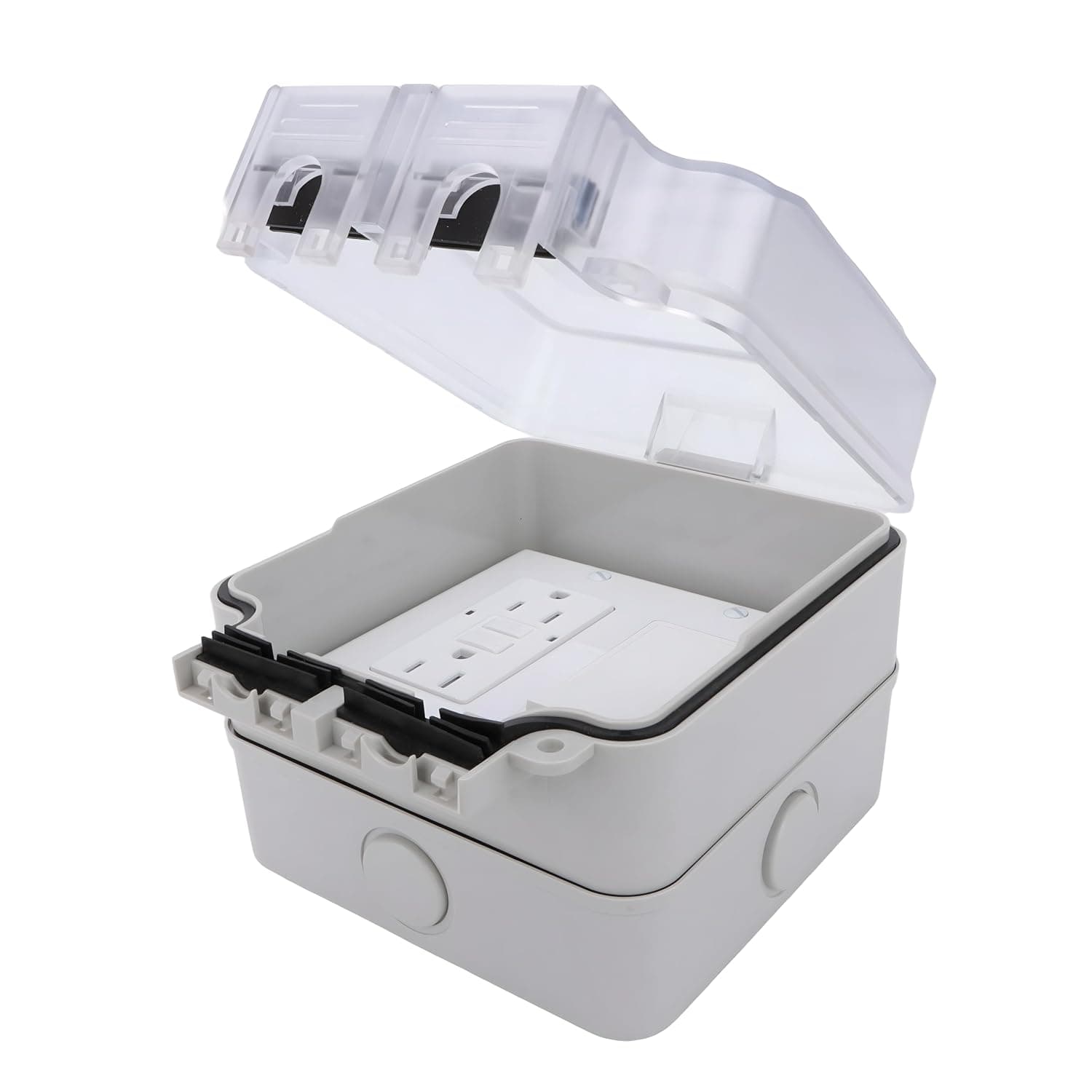 Baomain 15A Switch Controlled GFCI Outlet Box Combo 2-Gang Kit UL