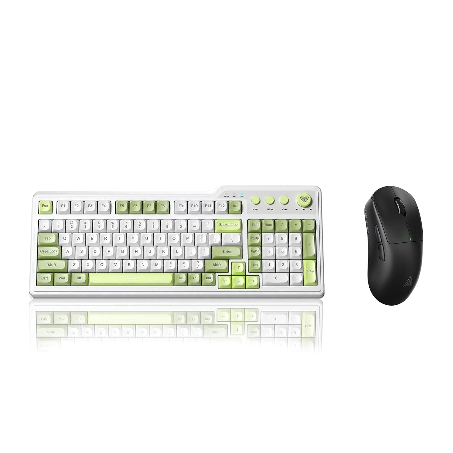 Aula F3099 Wireless Keyboard with Media Knob RGB Backlit Gaming Keyboard + SOLAKAKA SM850 - Wireless