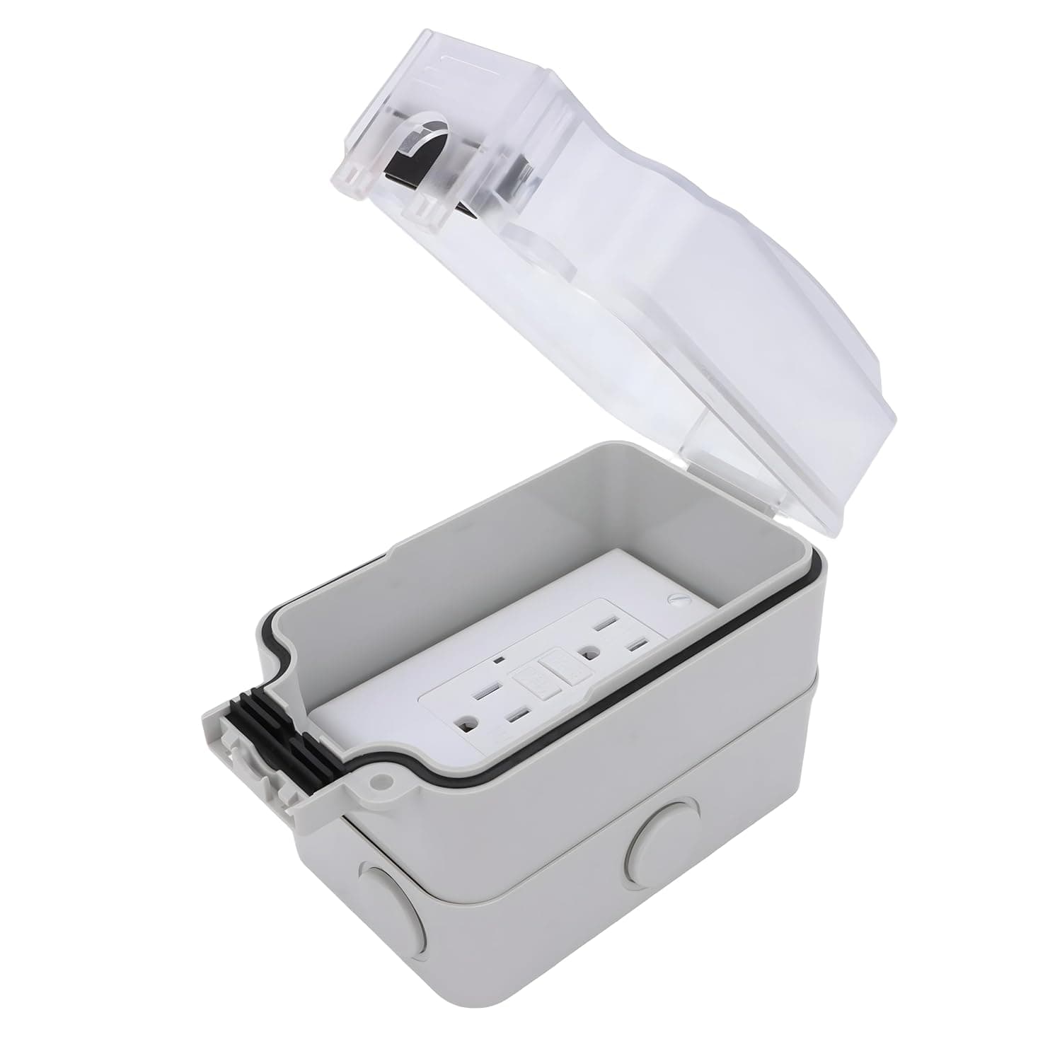 Baomain 15A Duplex Outdoor GFCI Outlet Box Combo Surface Mount Kit 1-Pack
