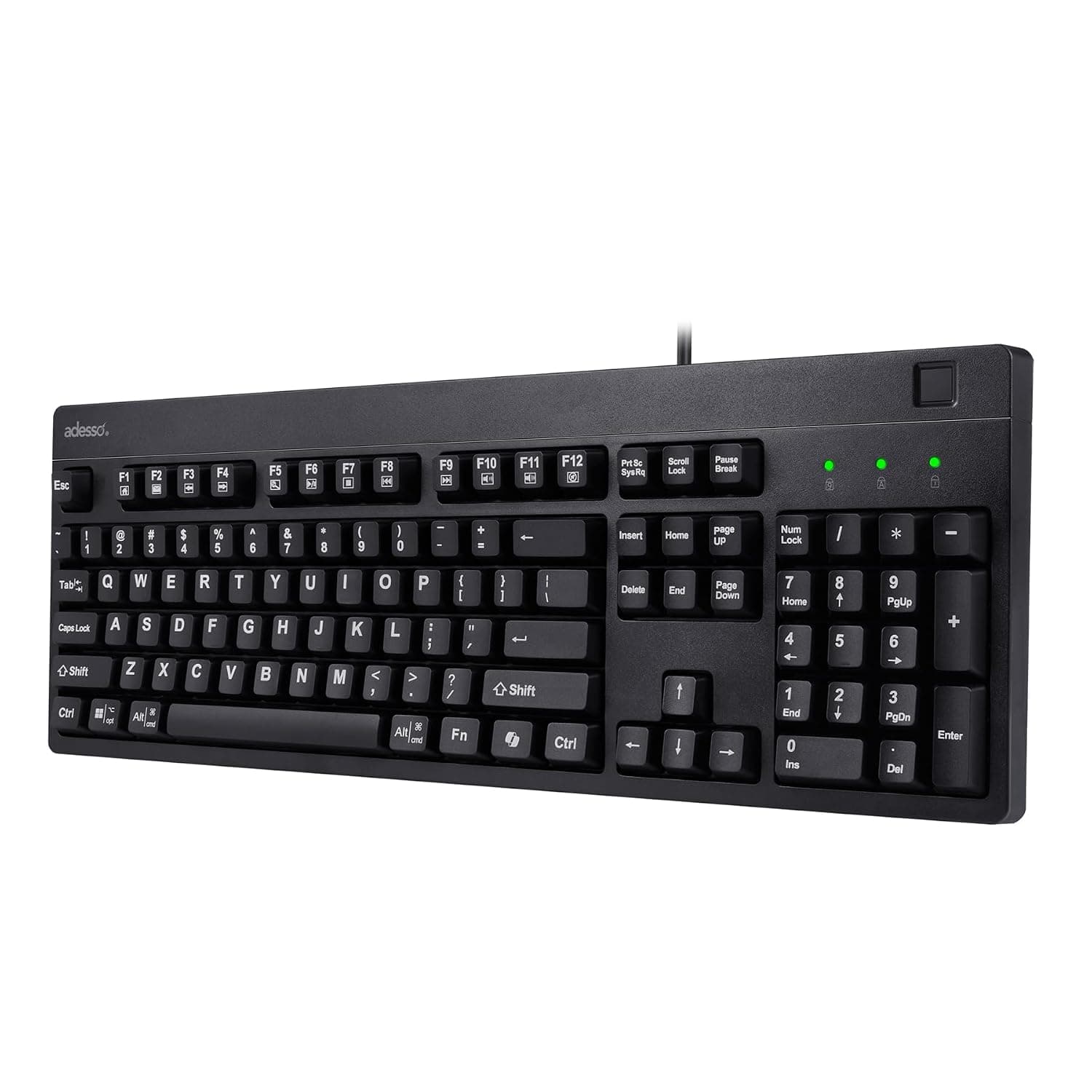 Adesso Fingerprint Keyboard, Full Size, AKB-630FB-TAA