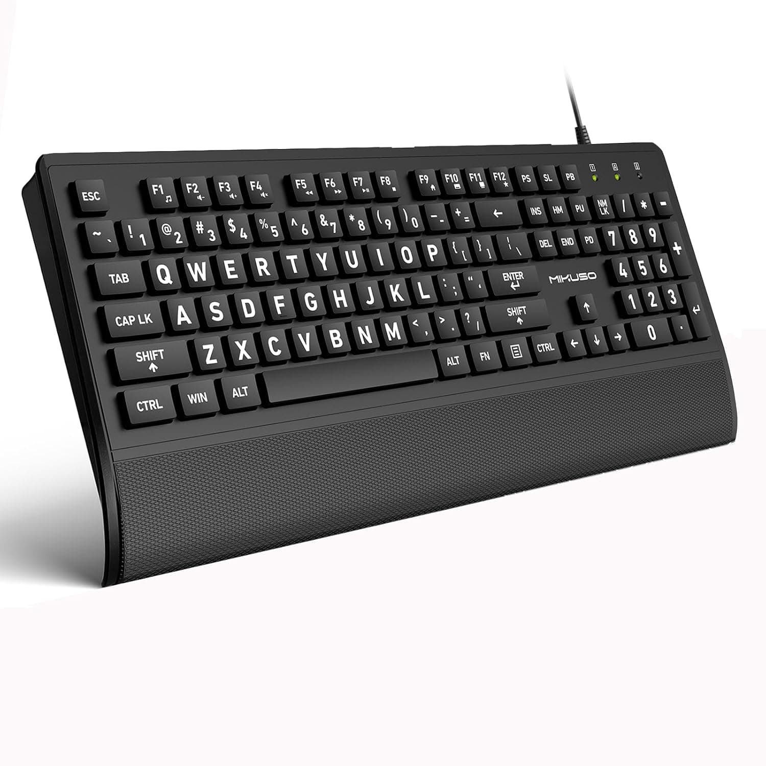 Large Print Computer Keyboard, Full Size USB Membrane Keyboard with Cover